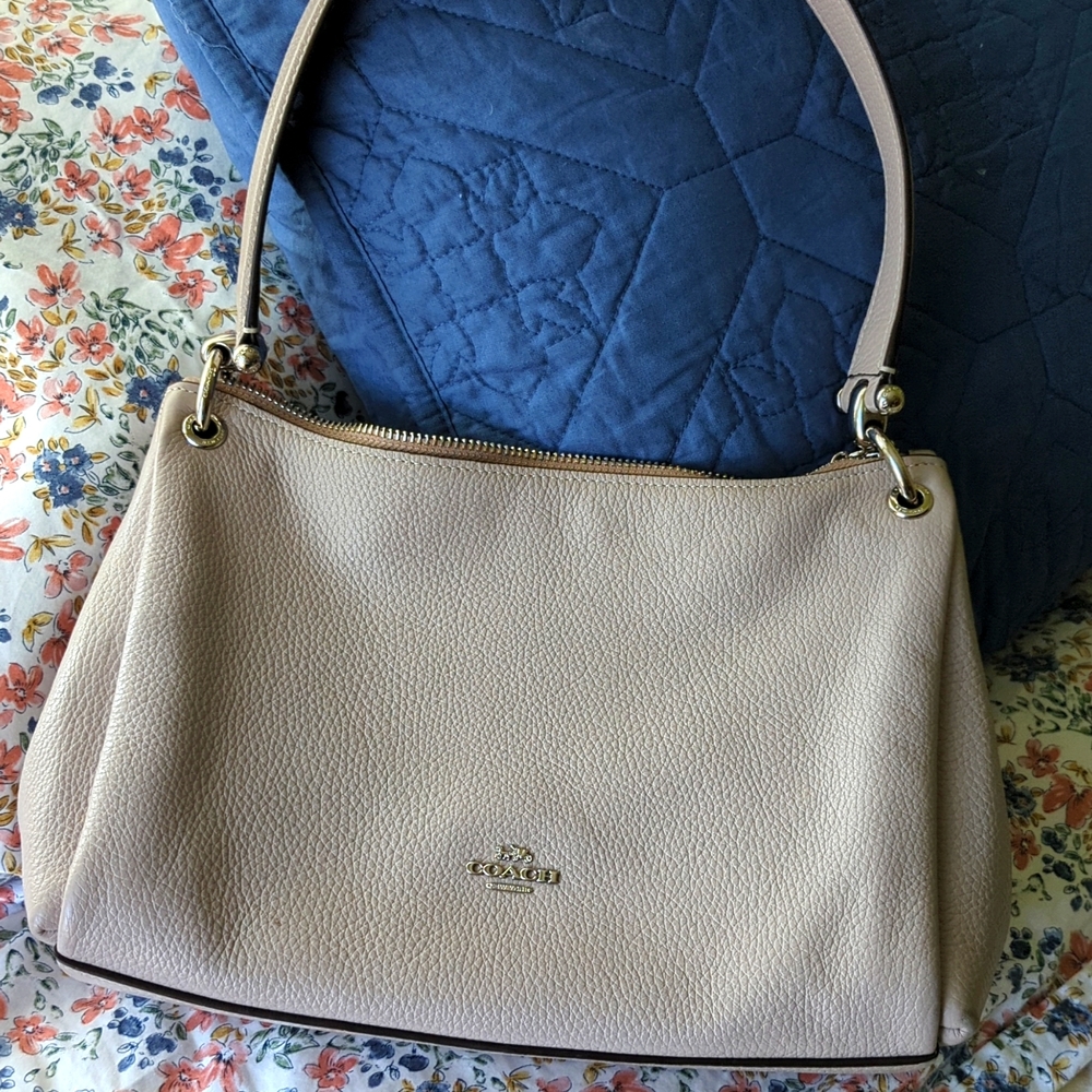 Coach Hobo Style Handbag Stone Gray Pebble Leather